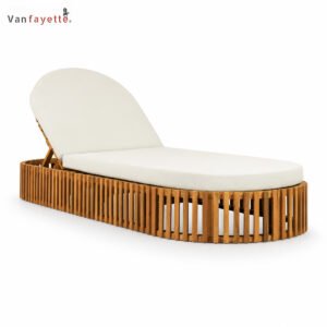 LG-18245 adjustable teak outdoor chaise lounge, front three-quarter view