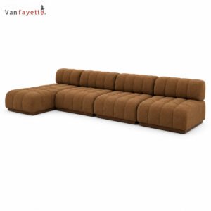 SF26312 brown channel-tufted modular sectional front view