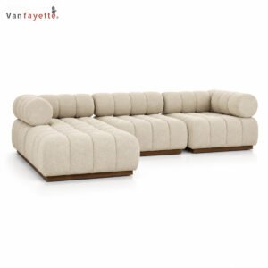 SF26324 ivory modular chaise sectional with rounded channel upholstery