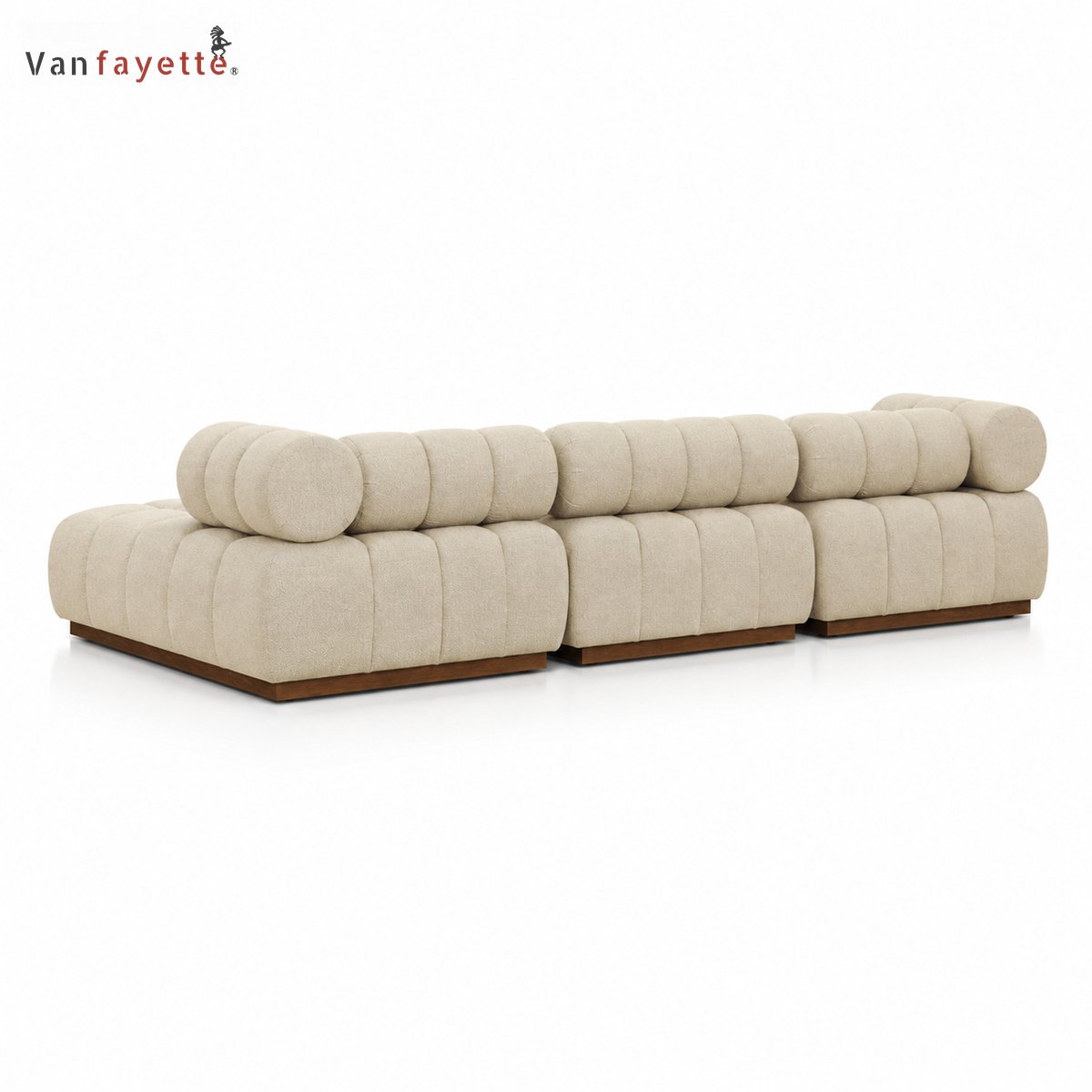 SF26324 modular outdoor sectional rear view with teak base