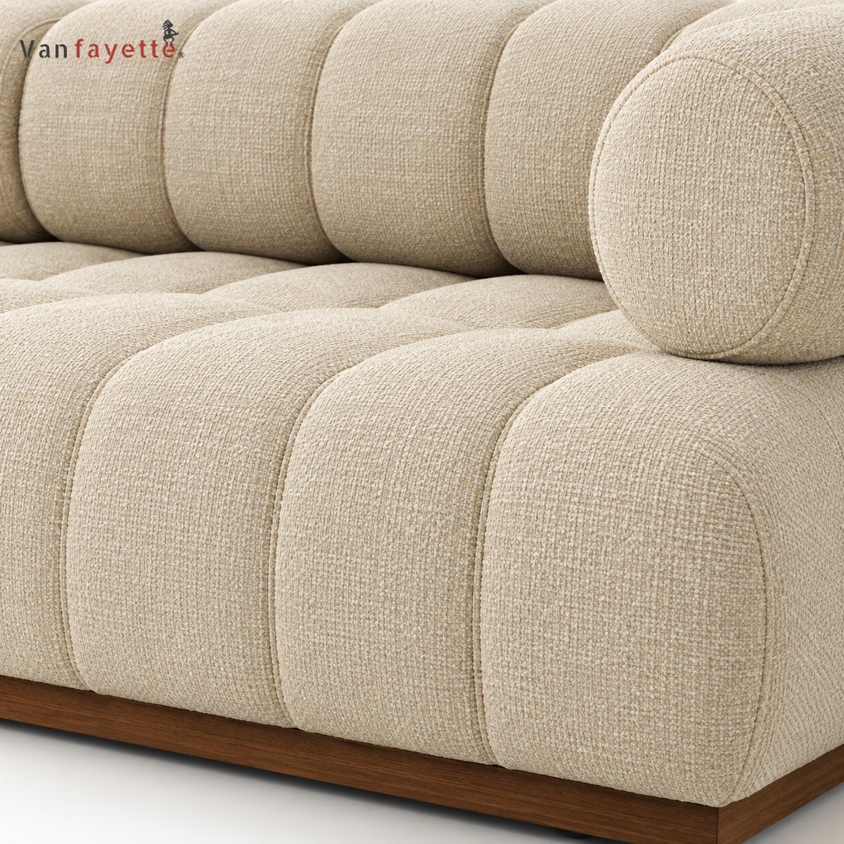 SF26324 ivory upholstery channel tufting and bolster detail
